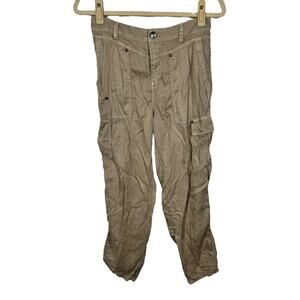 Marrakech Slouchy Cargo Utility Pants 27 Khaki Tan Boho Casual Grunge Ankle